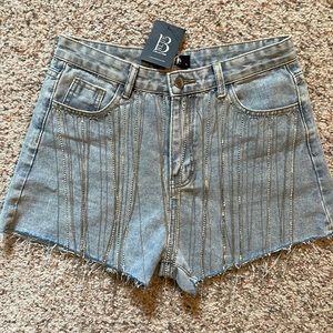 Rhinestone fringed shorts. NWT, only wore to try on.